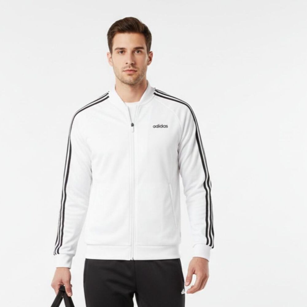 Adidas Black & White Zip Long Sleeve Athletic Sport Warmup Jacket L